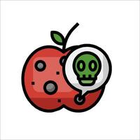 An apple with a skull and a speech bubble vector