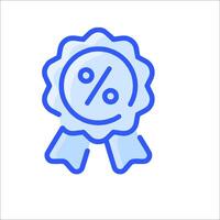 A blue ribbon with a percentage sign on it vector