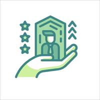 A hand holding a house with a man inside vector