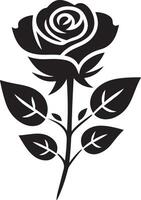 Simple and Striking Single Rose Silhouette Artwork with Clean Detailing vector