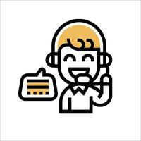 A cartoon character holding a phone and a computer vector