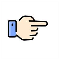 A hand pointing at something on a white background vector