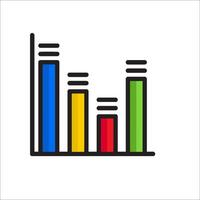 A bar chart icon with colored bars vector