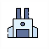 A factory building icon with a blue background vector