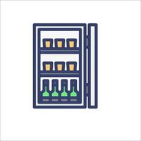 A refrigerator with bottles and glasses inside vector