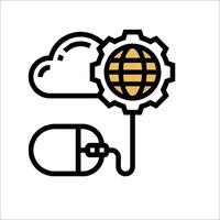 A cloud and a globe connected by a mouse vector