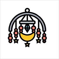 A baby crib with a moon and stars on it vector