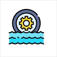 A gear wheel in the water with a wave vector