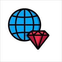 A red diamond and a globe vector