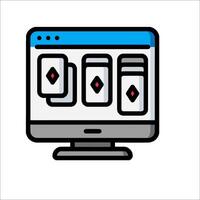 A computer monitor with a poker chip icon vector
