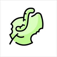 A green apple with a worm in it vector