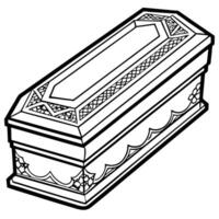 A black and white drawing of a casket vector