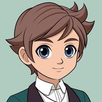 A cartoon boy with brown hair and blue eyes vector