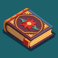 ornately designed closed books with decorative covers, featuring intricate patterns, floral motifs, and elegant detailing symbolizing heritage and tradition. vector