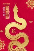 Celebrate Chinese New Year 2025 with a sleek, modern design featuring a geometric snake on an abstract backdrop. vector