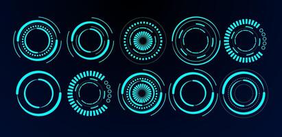 Set circle technology sci fi and futuristic frame editable vector