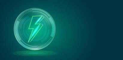 Electric power symbol or lightning bolt sign with circle technology. editable background vector