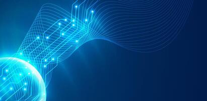 Quantum technology abstract blue background. Ai big data illustration vector