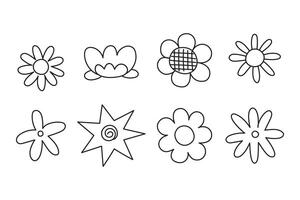 Abstract doodle flowers hand drawn various shape for element and illustration vector