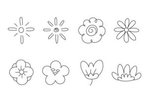 Abstract doodle flowers hand drawn various shape for element and illustration vector
