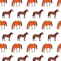 Seamless pattern with horses on a white background. vector