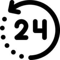 A black and white icon of a 24 hours clock vector