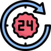 A clock with a 24 hour icon and a circle around it vector