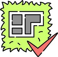 A green square with a check mark on it vector