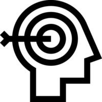 A black and white silhouette of a head with an arrow in it vector