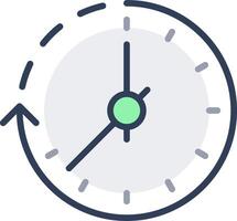 A clock with a green arrow pointing to the right vector