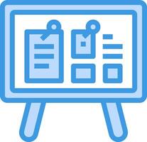 A blue and white board with a checklist on it vector