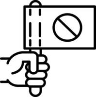 A hand holding a flag with a no sign on it vector