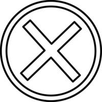 A black and white image of an x in a circle vector