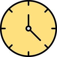 A yellow clock with black hands on a white background vector