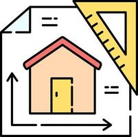 A house with a ruler and a ruler on top of it vector