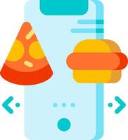 A phone with a pizza and hamburger icon vector