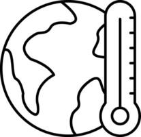 A thermometer and earth are shown in this outline vector