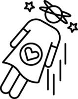 A black and white drawing of a woman with a heart vector