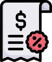 A receipt with a dollar sign and a red seal vector