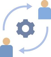 A circle with two people and a gear vector