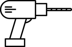 A black and white drawing of a drill vector