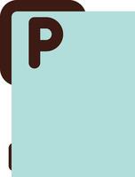 A blue folder with a brown letter p on it vector