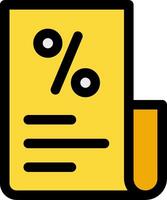 A yellow document with a percentage sign on it vector