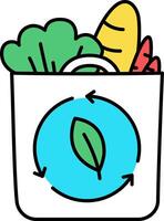 A bag with vegetables and fruit in it vector