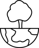 A tree on the earth coloring page vector