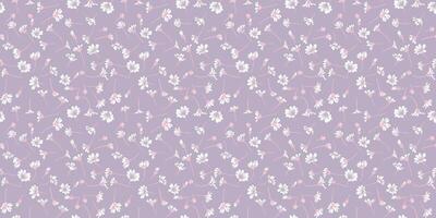 Pastel pattern with tiny flowers and small buds on a light grey background. Abstract artistic floral seamless print. hand drawing sketch. Design for fashion, fabric, wallpaper, textiles, vector