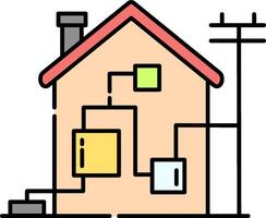 A house with electrical wires and a power meter vector