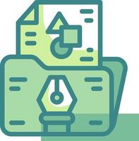 A green folder with a pen and paper vector