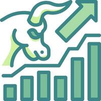 A bull is going up a chart with an arrow pointing down vector