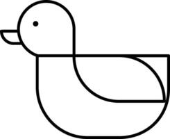 A duck is shown in a simple line drawing vector